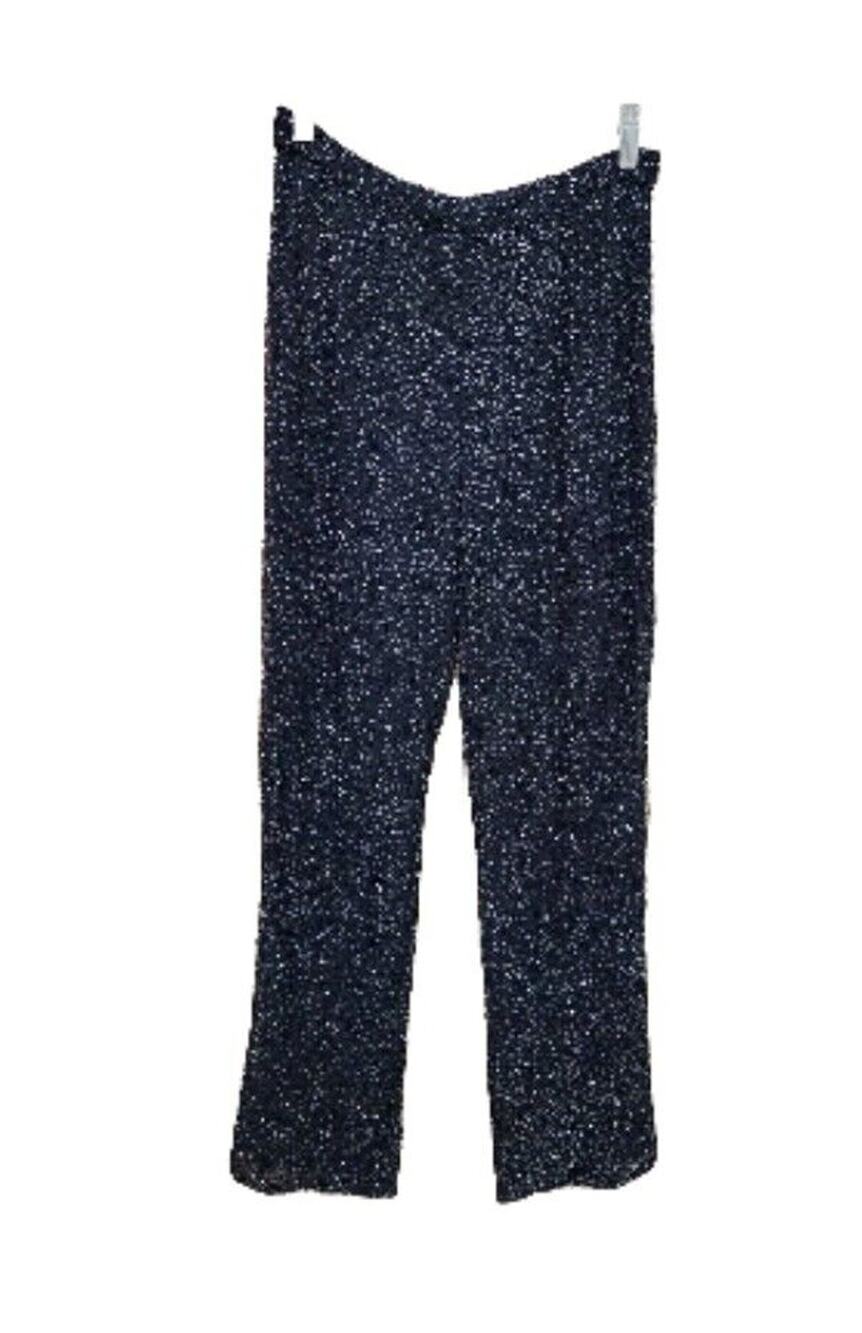 Vtg Inc International Concepts Women's Silk Beaded Pants Heavy Black Lined Sz 6